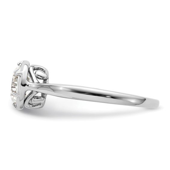 14K White Gold Round Bezel Solitaire Engagement Ring Mounting