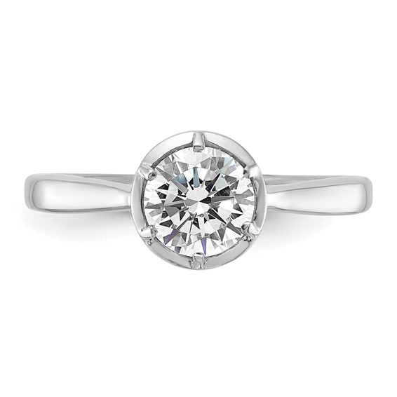 14K White Gold Round Bezel Solitaire Engagement Ring Mounting
