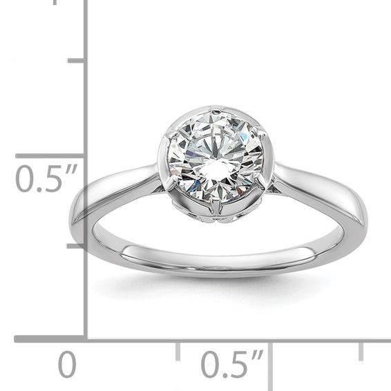 14K White Gold Round Bezel Solitaire Engagement Ring Mounting