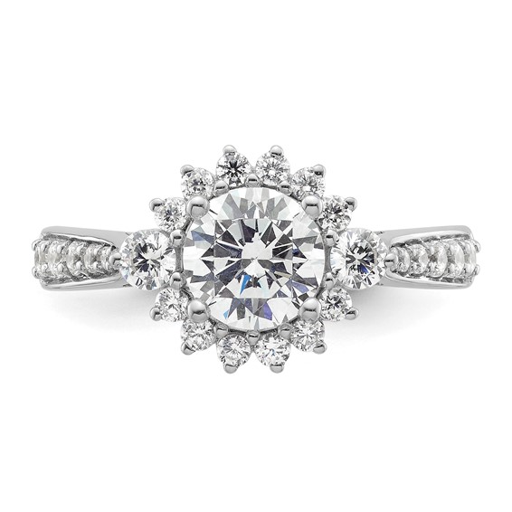 14k White Gold Round Halo Diamond Semi-Mount Engagement Ring
