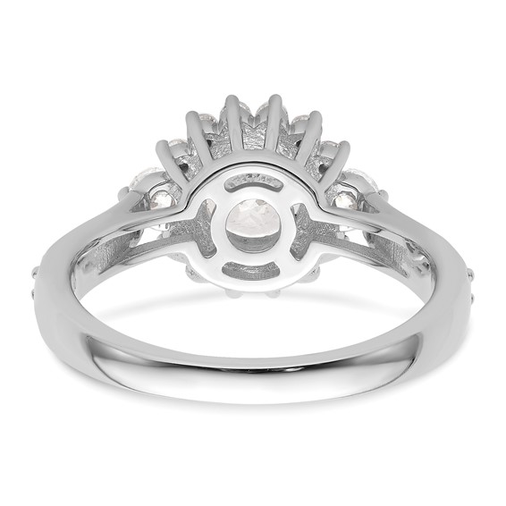 14k White Gold Round Halo Diamond Semi-Mount Engagement Ring