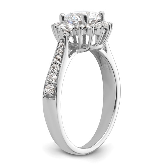 14k White Gold Round Halo Diamond Semi-Mount Engagement Ring