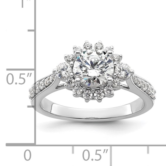 14k White Gold Round Halo Diamond Semi-Mount Engagement Ring