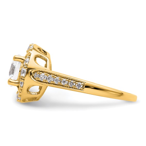 14k Vintage Round Halo Diamond Semi-Mount Engagement Ring