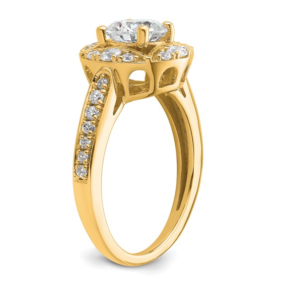 14k Vintage Round Halo Diamond Semi-Mount Engagement Ring