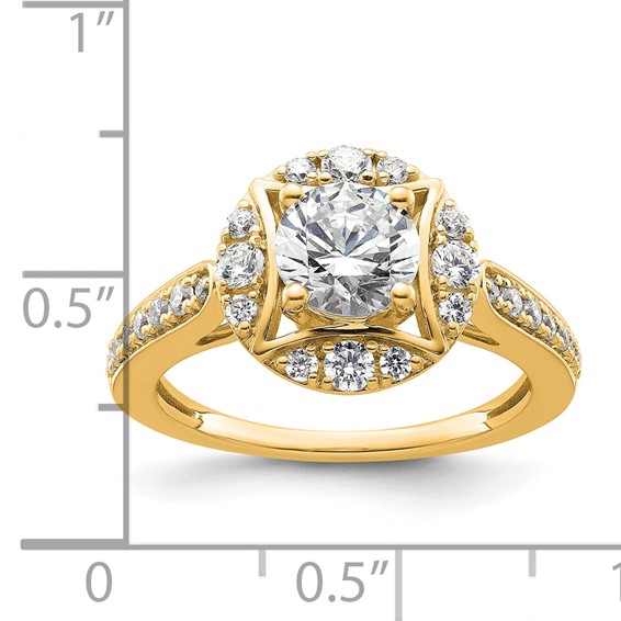 14k Vintage Round Halo Diamond Semi-Mount Engagement Ring