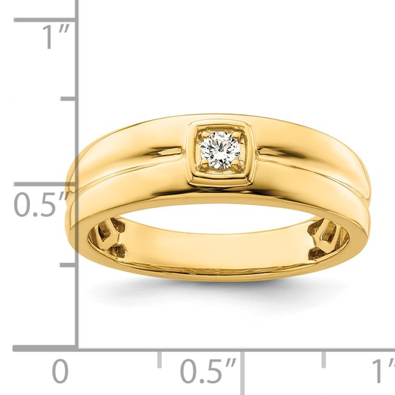 14k Grooved Complete Diamond Mens Wedding Band