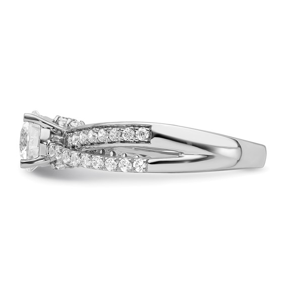 14k White Gold Hidden 3 Stone Diamond Semi-Mount Engagement Ring