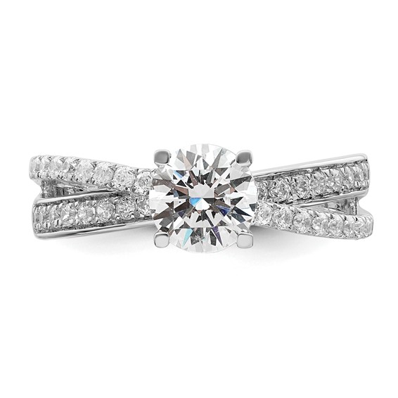 14k White Gold Hidden 3 Stone Diamond Semi-Mount Engagement Ring