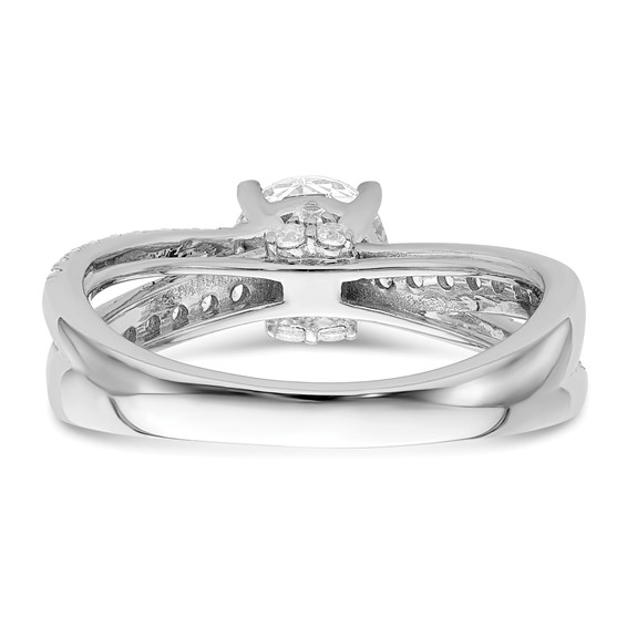 14k White Gold Hidden 3 Stone Diamond Semi-Mount Engagement Ring