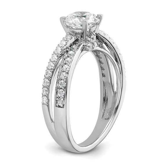 14k White Gold Hidden 3 Stone Diamond Semi-Mount Engagement Ring