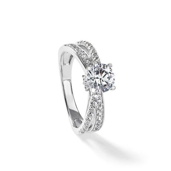 14k White Gold Hidden 3 Stone Diamond Semi-Mount Engagement Ring