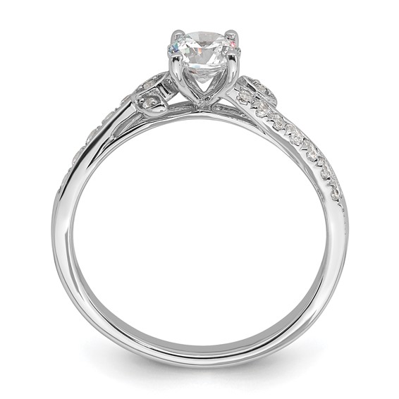 14k White Gold leaf Design Diamond Semi-Mount Engagement Ring