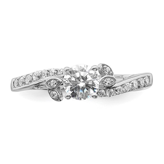 14k White Gold leaf Design Diamond Semi-Mount Engagement Ring