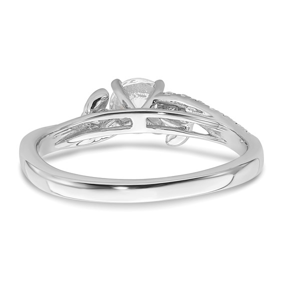 14k White Gold leaf Design Diamond Semi-Mount Engagement Ring