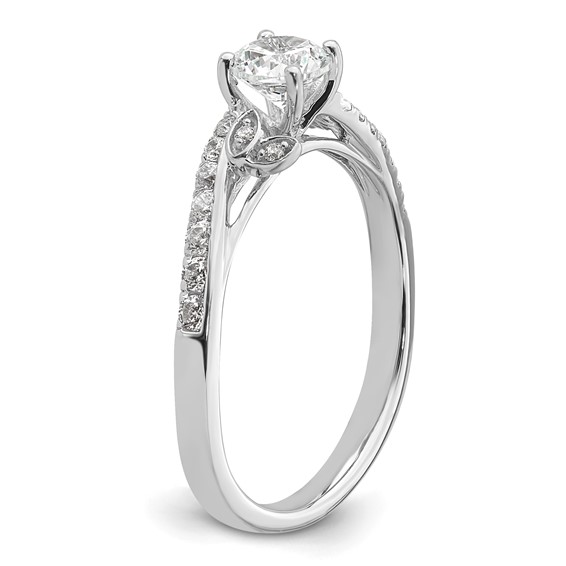 14k White Gold leaf Design Diamond Semi-Mount Engagement Ring