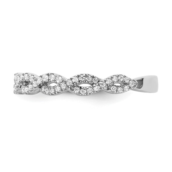 14k White Gold Twisted Diamond Wedding Band
