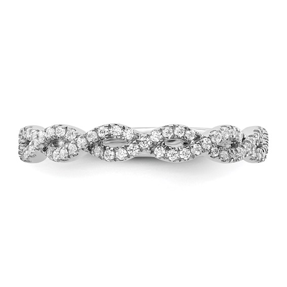 14k White Gold Twisted Diamond Wedding Band