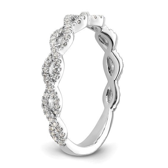 14k White Gold Twisted Diamond Wedding Band