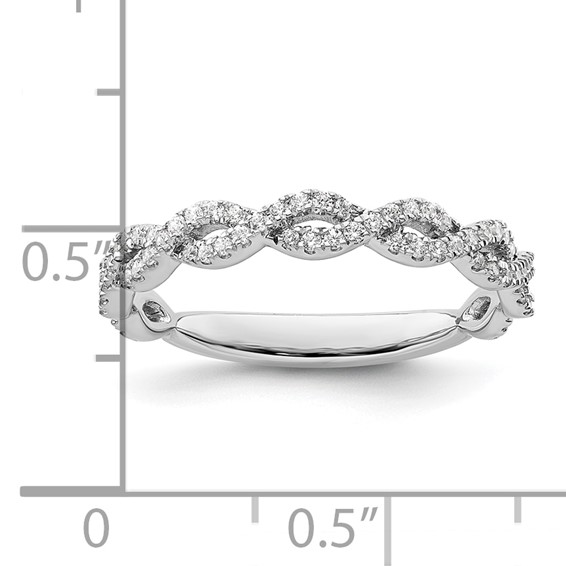 14k White Gold Twisted Diamond Wedding Band