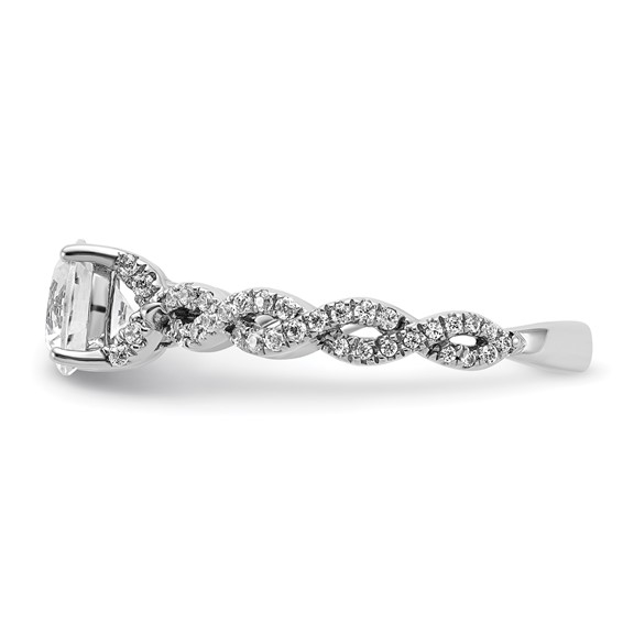 14k White Gold Twisted Diamond Semi-Mount Engagement Ring