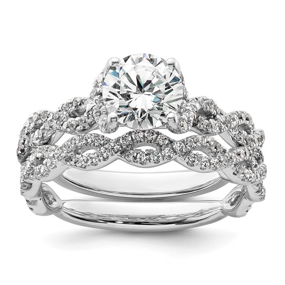 14k White Gold Twisted Diamond Semi-Mount Engagement Ring