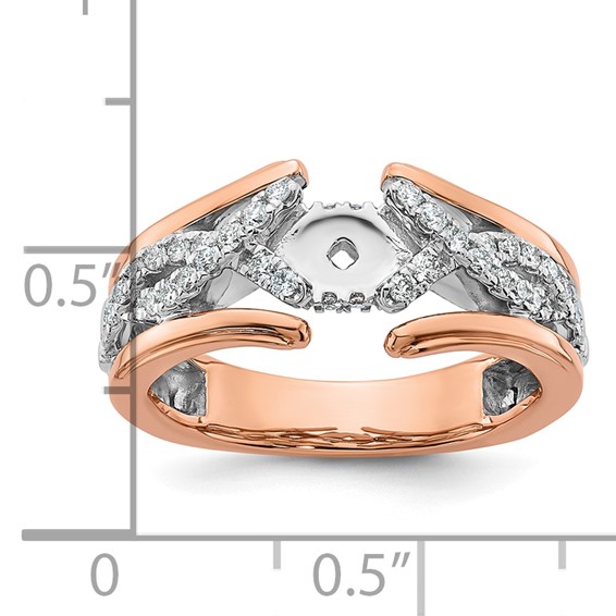 14K Two-tone Twisted Diamond Semi-Mount Peg Set Engagement Ring