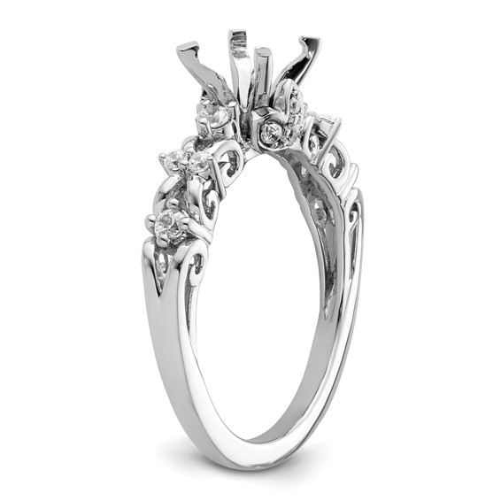 14k White Gold Diamond Semi-Mount Peg Set Engagement Ring