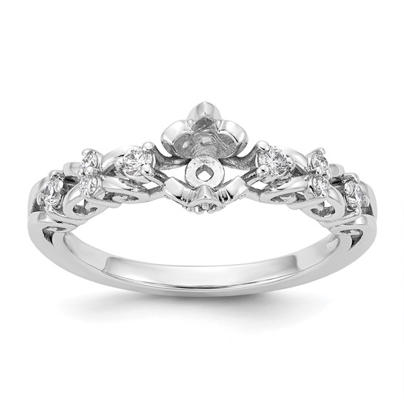 14k White Gold Diamond Semi-Mount Peg Set Engagement Ring