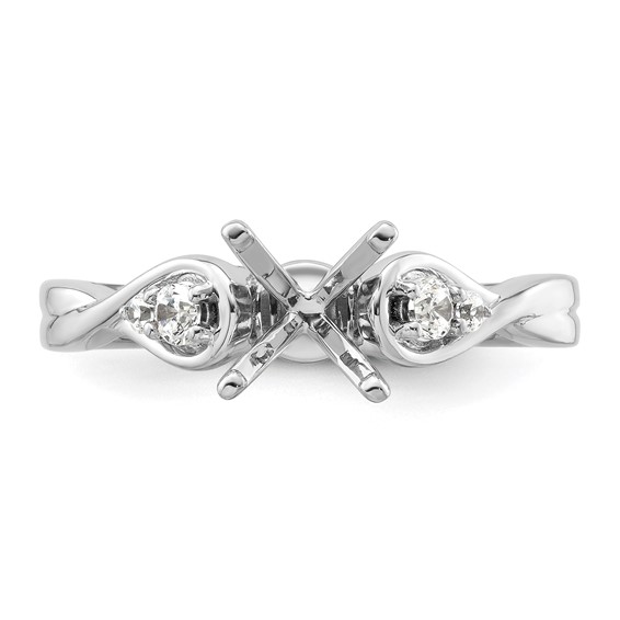 14k White Gold Diamond Semi-Mount Peg Set Twisted Engagement Ring