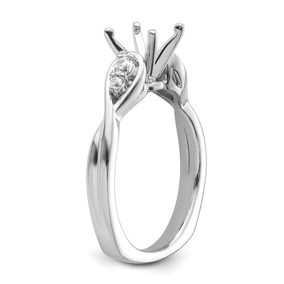 14k White Gold Diamond Semi-Mount Peg Set Twisted Engagement Ring