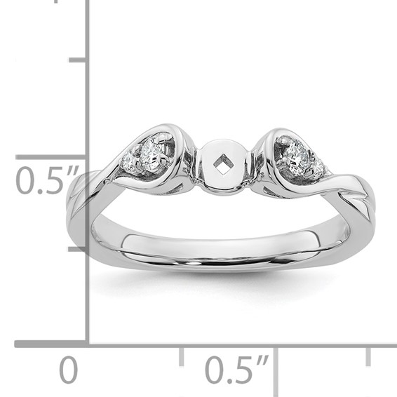 14k White Gold Diamond Semi-Mount Peg Set Twisted Engagement Ring