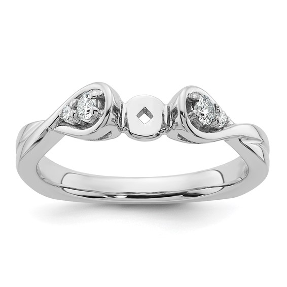 14k White Gold Diamond Semi-Mount Peg Set Twisted Engagement Ring