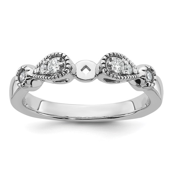 14k White Gold Diamond Semi-Mount Peg Set Engagement Ring