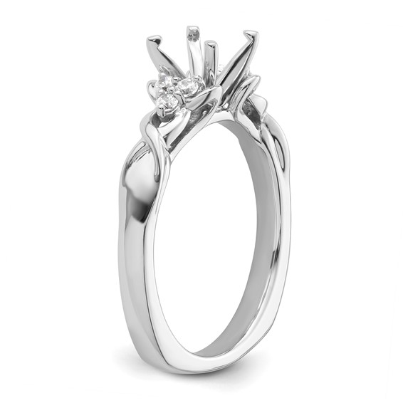 14k White Gold Diamond Semi-Mount Peg Set Twisted Engagement Ring