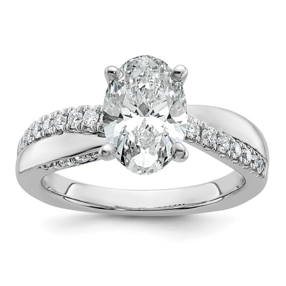 14k White Gold Diamond Semi-Mount Peg Set Twisted Engagement Ring
