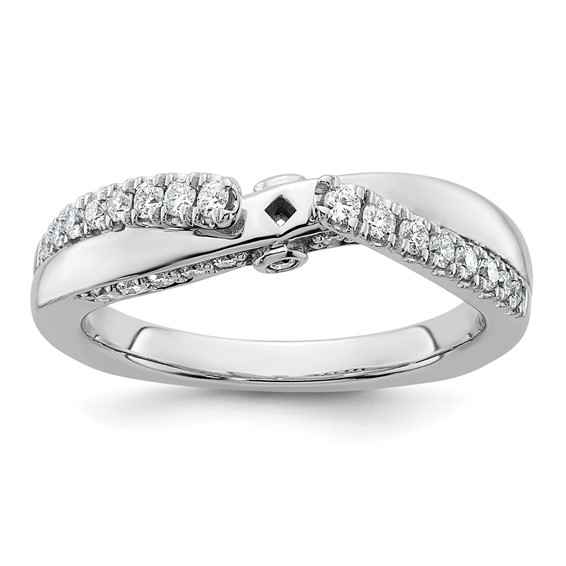 14k White Gold Diamond Semi-Mount Peg Set Twisted Engagement Ring