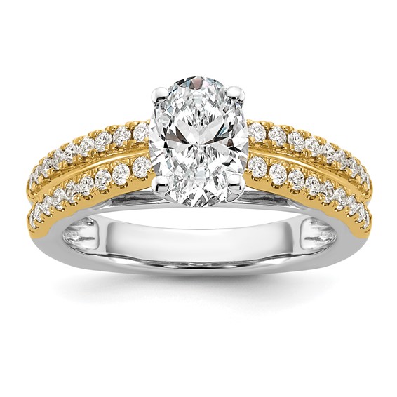 14k Two-tone Diamond Semi-Mount Peg Set Engagement Ring