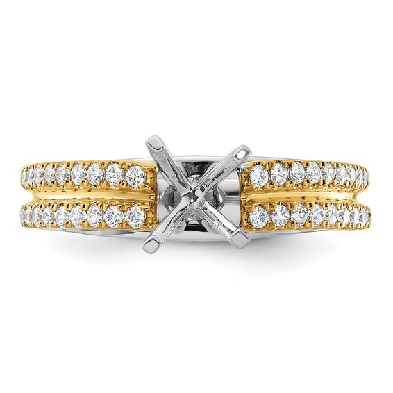 14k Two-tone Diamond Semi-Mount Peg Set Engagement Ring