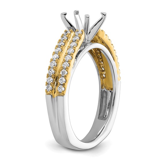 14k Two-tone Diamond Semi-Mount Peg Set Engagement Ring