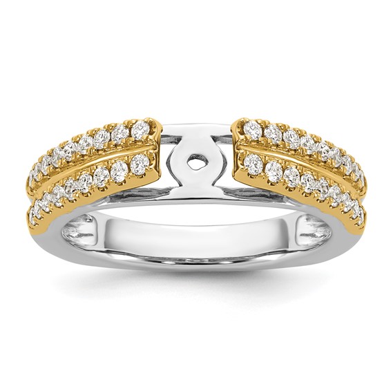 14k Two-tone Diamond Semi-Mount Peg Set Engagement Ring