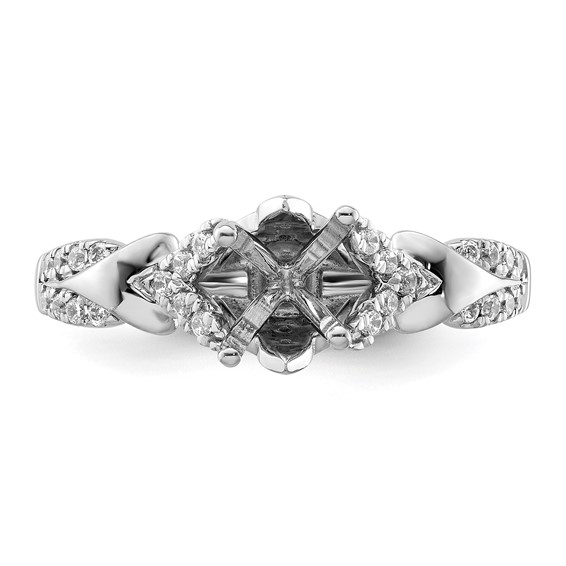 14k White Gold Diamond Semi-Mount Peg Set Engagement Ring