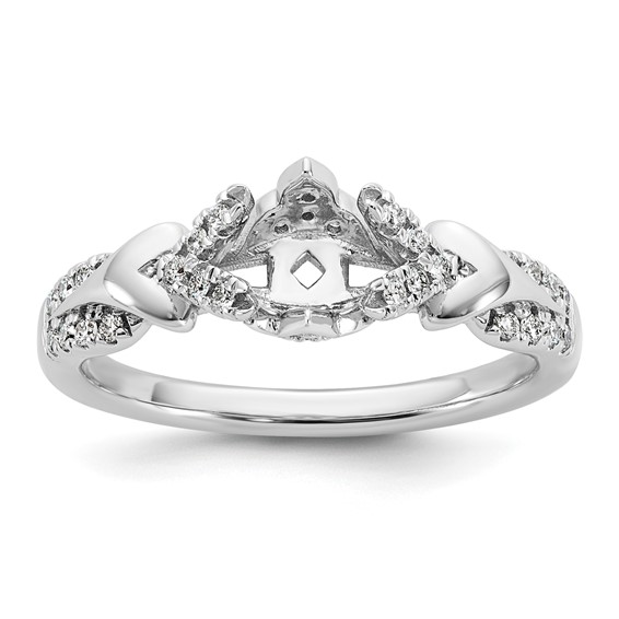 14k White Gold Diamond Semi-Mount Peg Set Engagement Ring