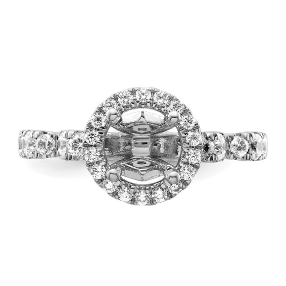 14k White Gold Diamond Semi-Mount Round Halo Engagement Ring