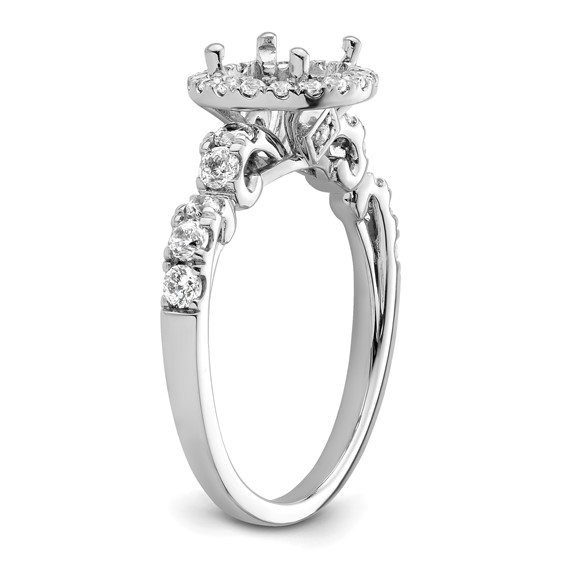 14k White Gold Diamond Semi-Mount Round Halo Engagement Ring