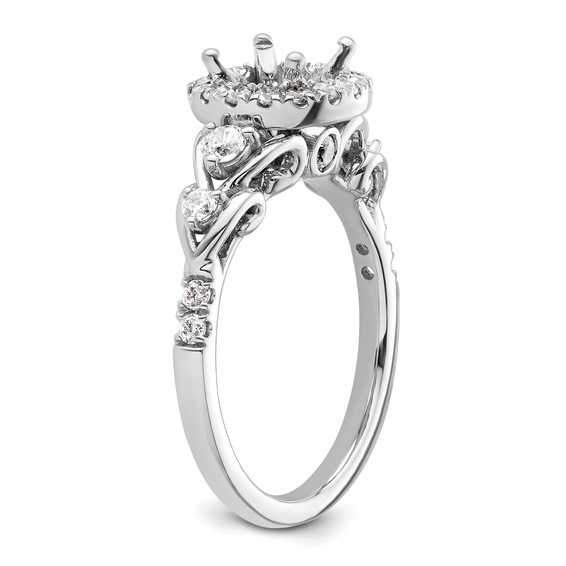14k White Gold Diamond Semi-Mount Round Halo Engagement Ring