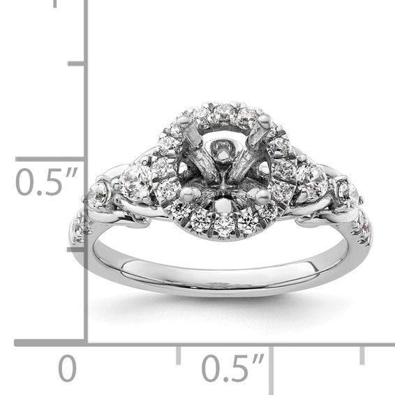 14k White Gold Diamond Semi-Mount Round Halo Engagement Ring