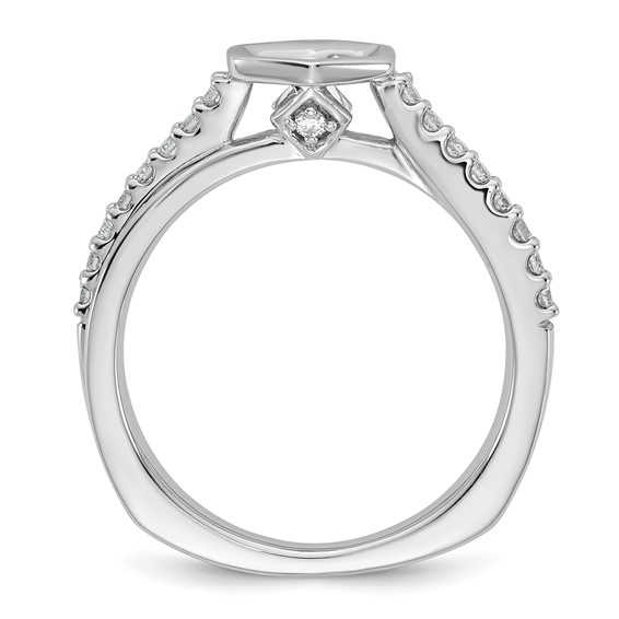 14k White Gold Hexagon Semi-Mount Diamond Peg Set Engagement Ring