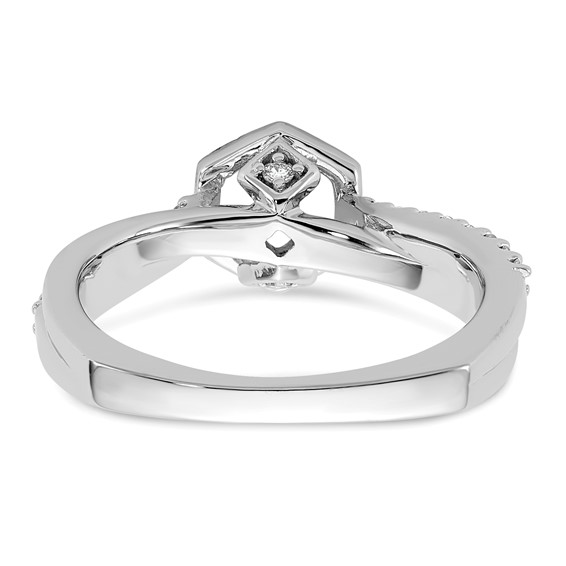 14k White Gold Hexagon Semi-Mount Diamond Peg Set Engagement Ring