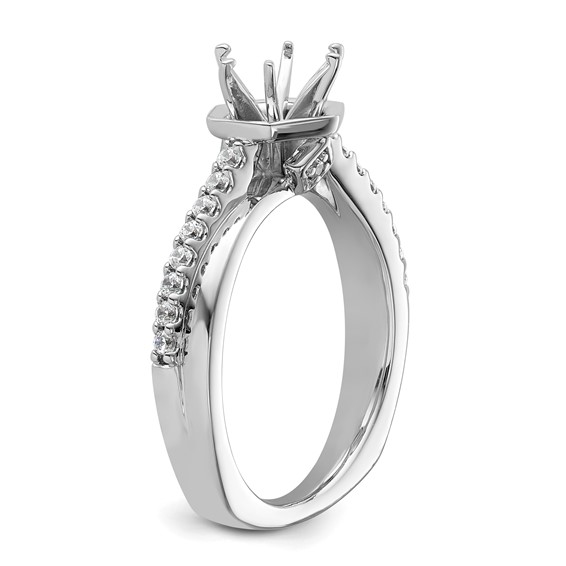 14k White Gold Hexagon Semi-Mount Diamond Peg Set Engagement Ring